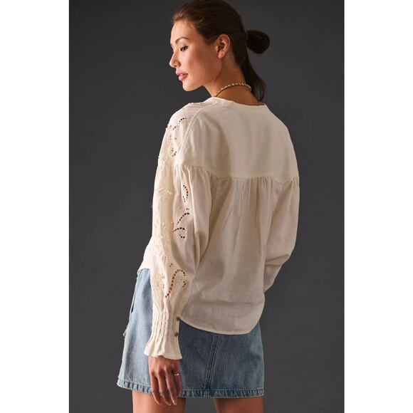 Pilcro Structured Eyelet Blouse L - Picture 4 of 7